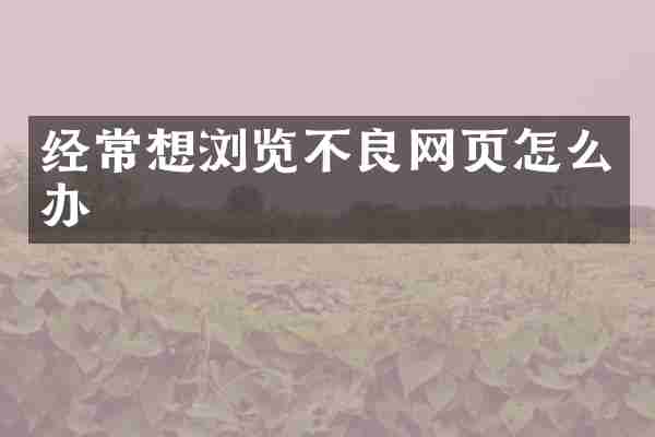 经常想浏览不良网页怎么办