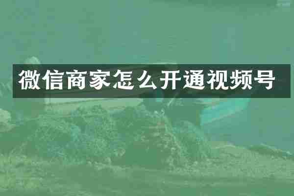 微信商家怎么开通视频号