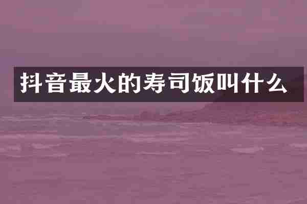 抖音最火的寿司饭叫什么