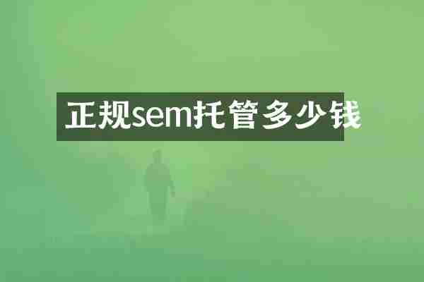 正规sem托管多少钱