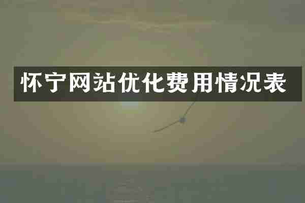 怀宁网站优化费用情况表