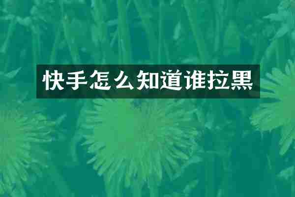 快手怎么知道谁拉黑