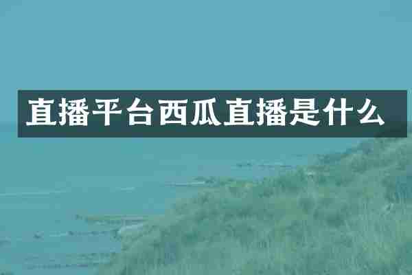 直播平台西瓜直播是什么