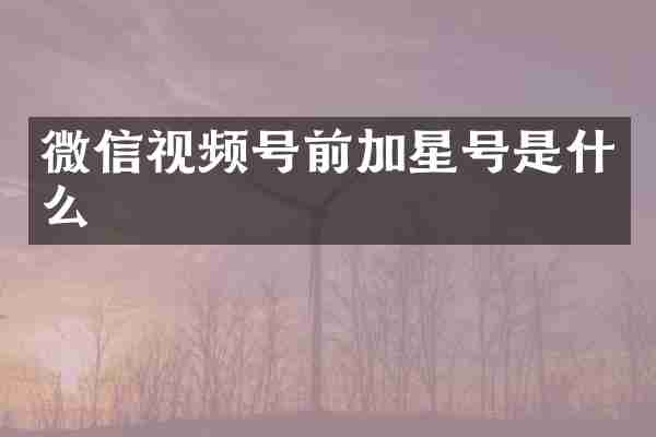微信视频号前加星号是什么