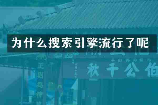为什么搜索引擎流行了呢