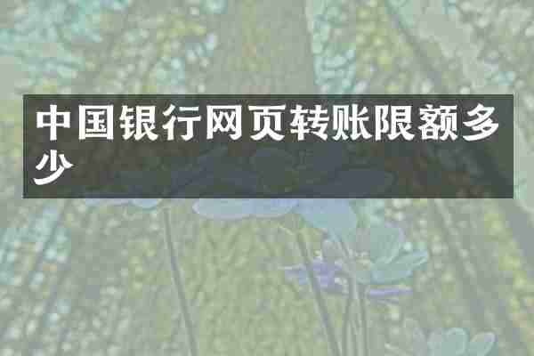 中国银行网页转账限额多少