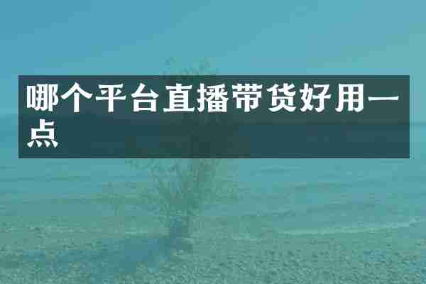 哪个平台直播带货好用一点