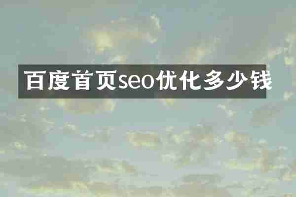 百度首页seo优化多少钱