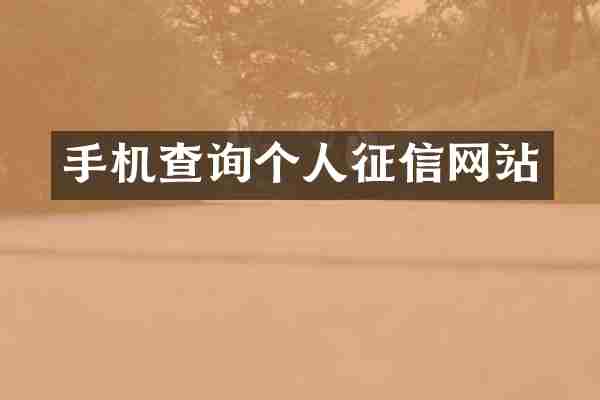 手机查询个人征信网站