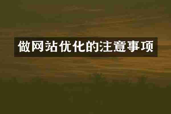 做网站优化的注意事项