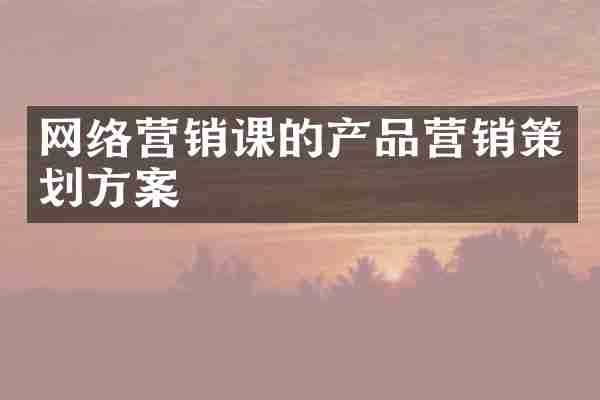 网络营销课的产品营销策划方案