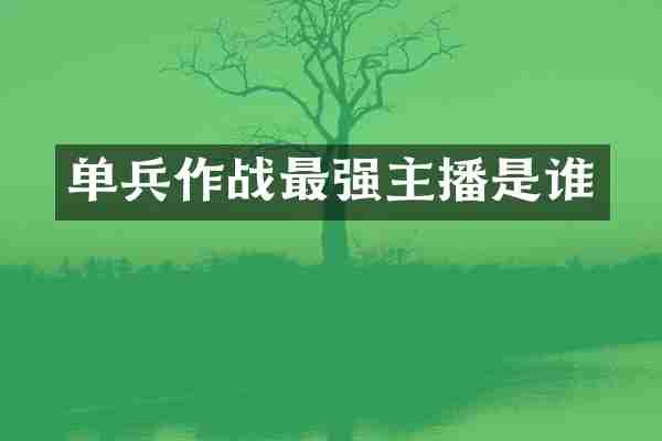 单兵作战最强主播是谁