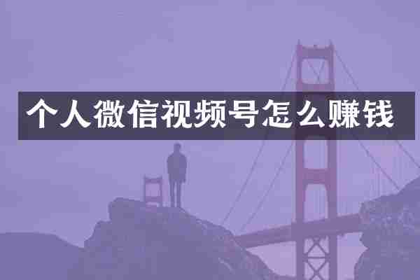 个人微信视频号怎么赚钱