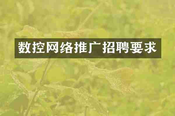 数控网络推广招聘要求