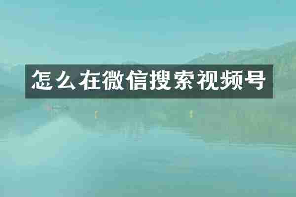 怎么在微信搜索视频号
