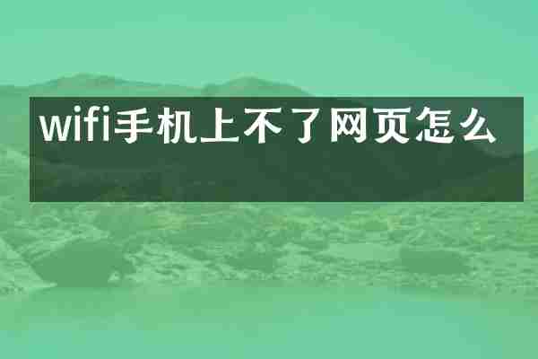 wifi手机上不了网页怎么办