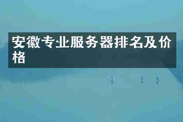 安徽专业服务器排名及价格