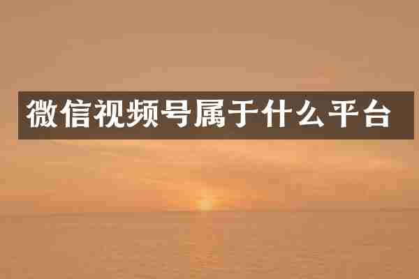微信视频号属于什么平台