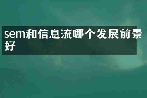 sem和信息流哪个发展前景好
