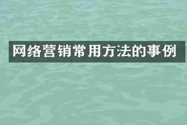 网络营销常用方法的事例