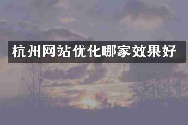 杭州网站优化哪家效果好