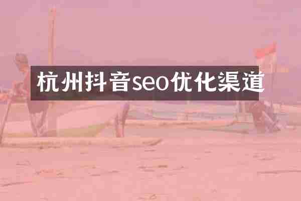 杭州抖音seo优化渠道
