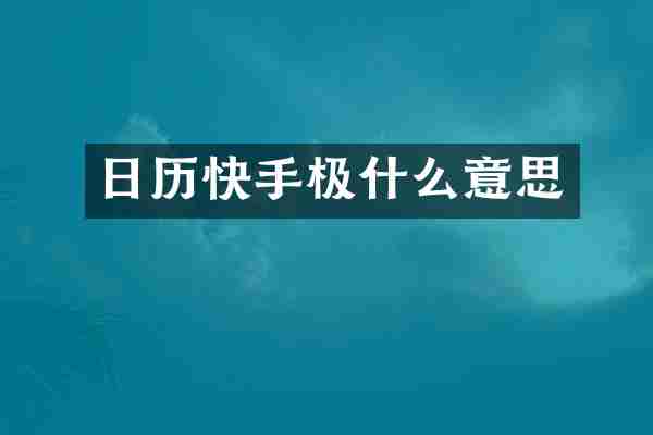 日历快手极什么意思