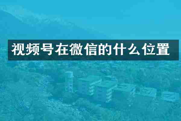 视频号在微信的什么位置