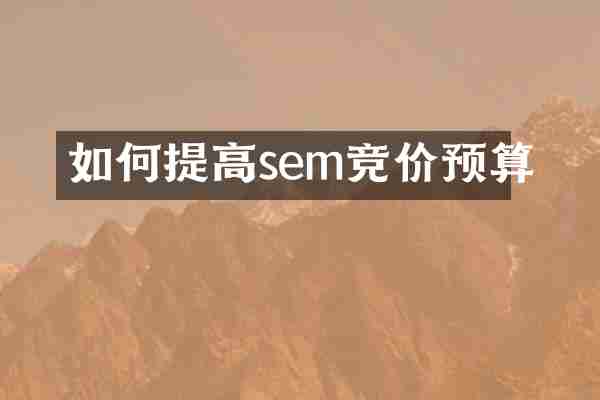 如何提高sem竞价预算