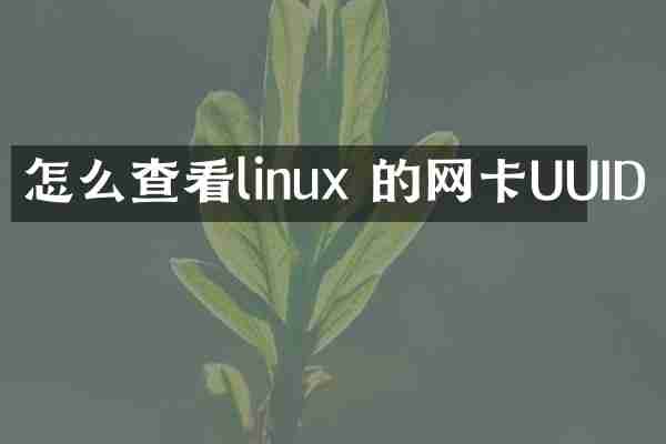 怎么查看linux 的网卡UUID