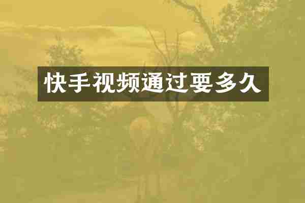 快手视频通过要多久