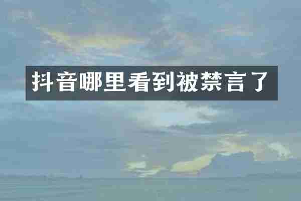 抖音哪里看到被禁言了