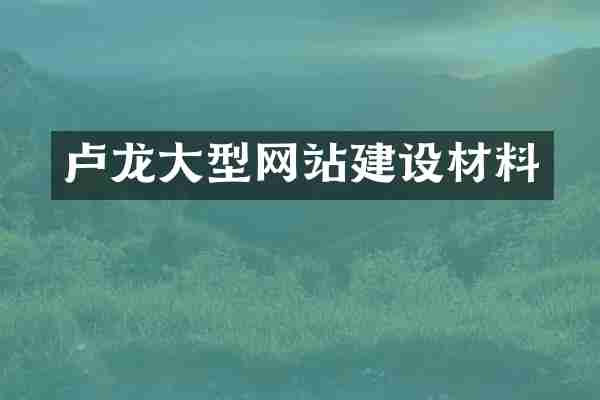 卢龙大型网站建设材料