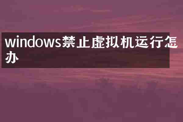 windows禁止虚拟机运行怎么办