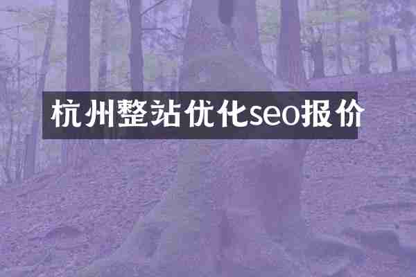 杭州整站优化seo报价