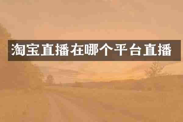 淘宝直播在哪个平台直播