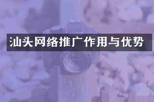 汕头网络推广作用与优势