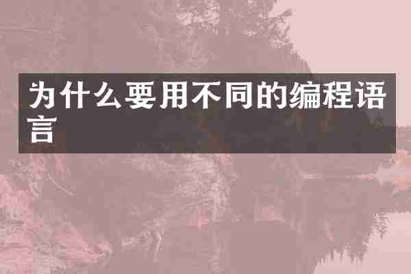 为什么要用不同的编程语言