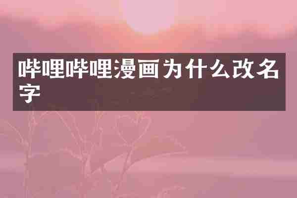 哔哩哔哩漫画为什么改名字