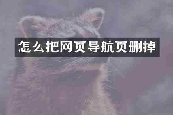 怎么把网页导航页删掉