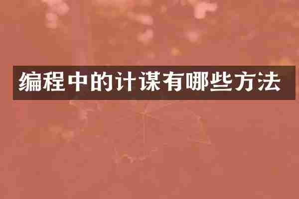 编程中的计谋有哪些方法
