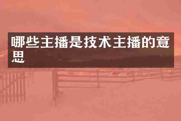 哪些主播是技术主播的意思