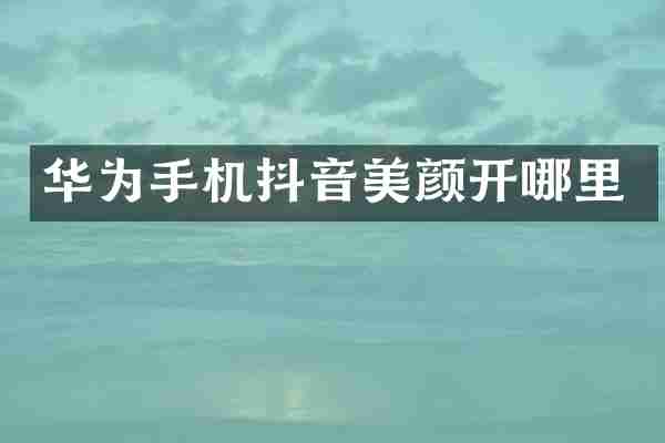 华为手机抖音美颜开哪里
