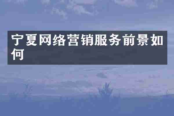 宁夏网络营销服务前景如何