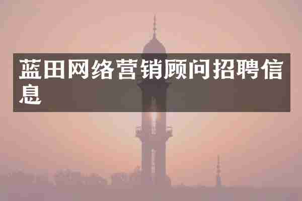 蓝田网络营销顾问招聘信息