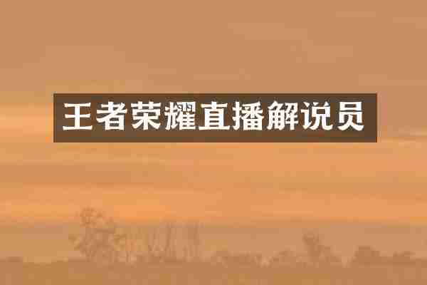 王者荣耀直播解说员