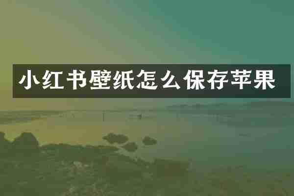 小红书壁纸怎么保存苹果