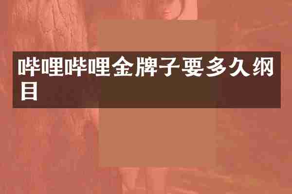 哔哩哔哩金牌子要多久纲目