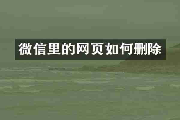 微信里的网页如何删除