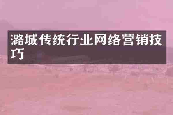 潞城传统行业网络营销技巧